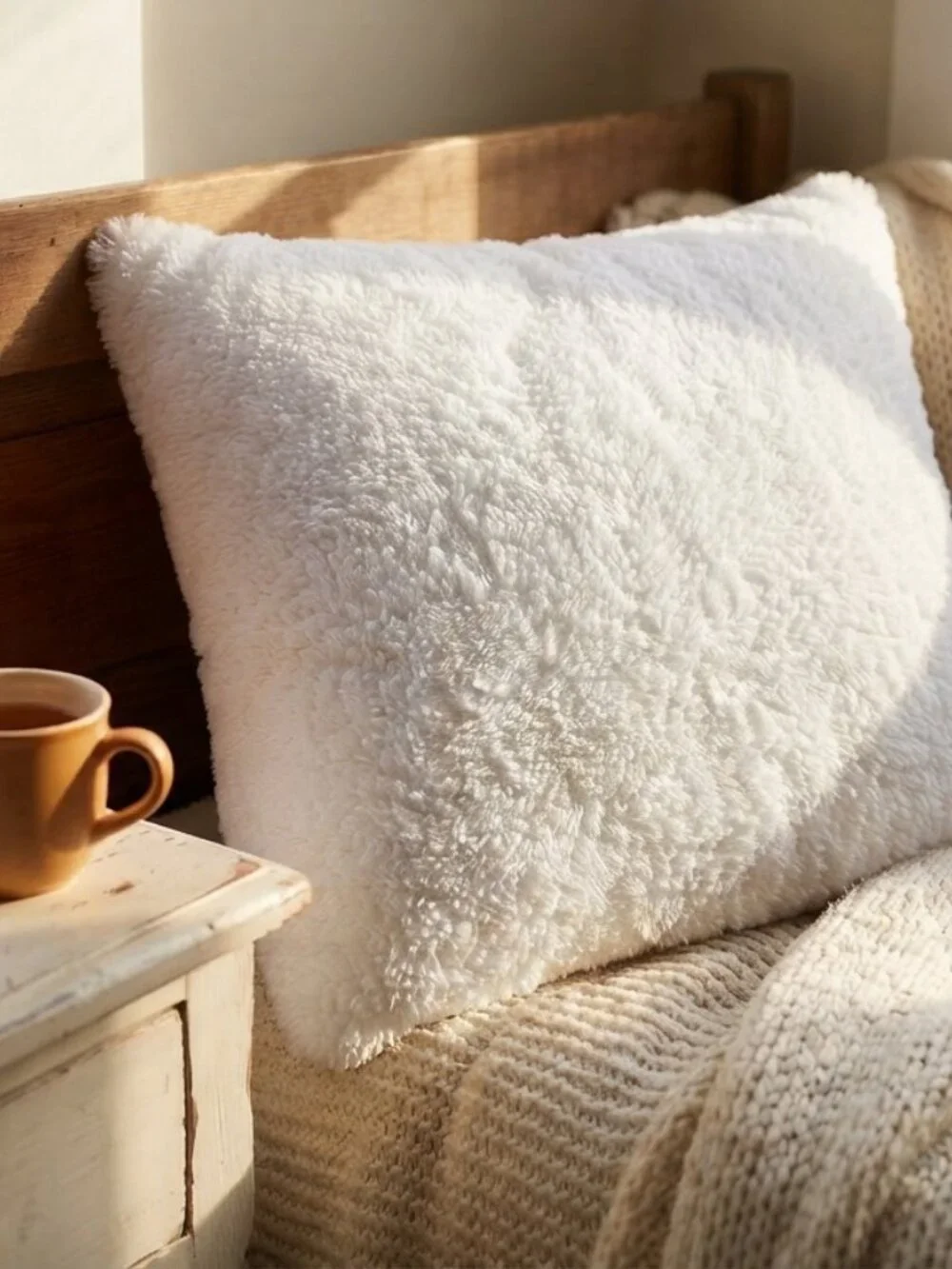 Cozy White Plush Throw Pillow Insert